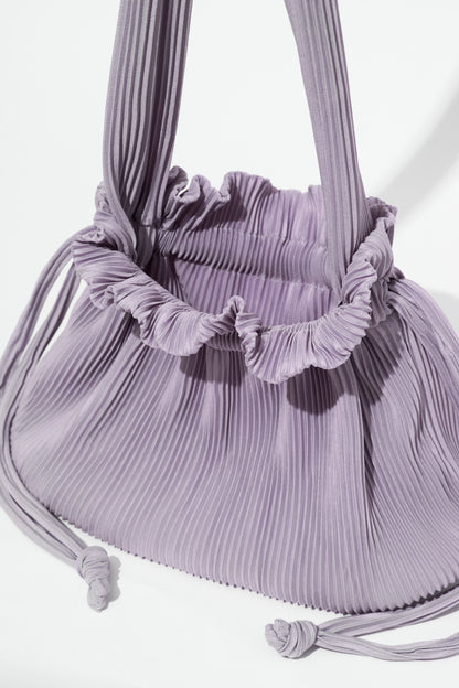 Pleated Dumpling Bag - Purple Grey