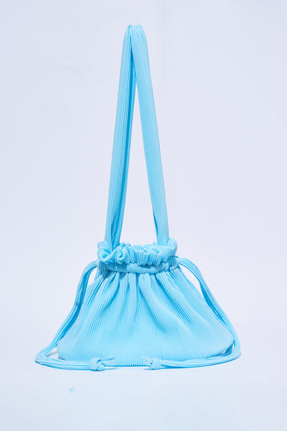 Pleated Dumpling Bag - Sky Blue