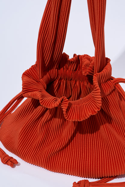 Pleated Dumpling Bag - Orange