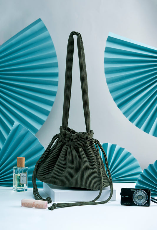 Pleated Dumpling Bag - Army Green