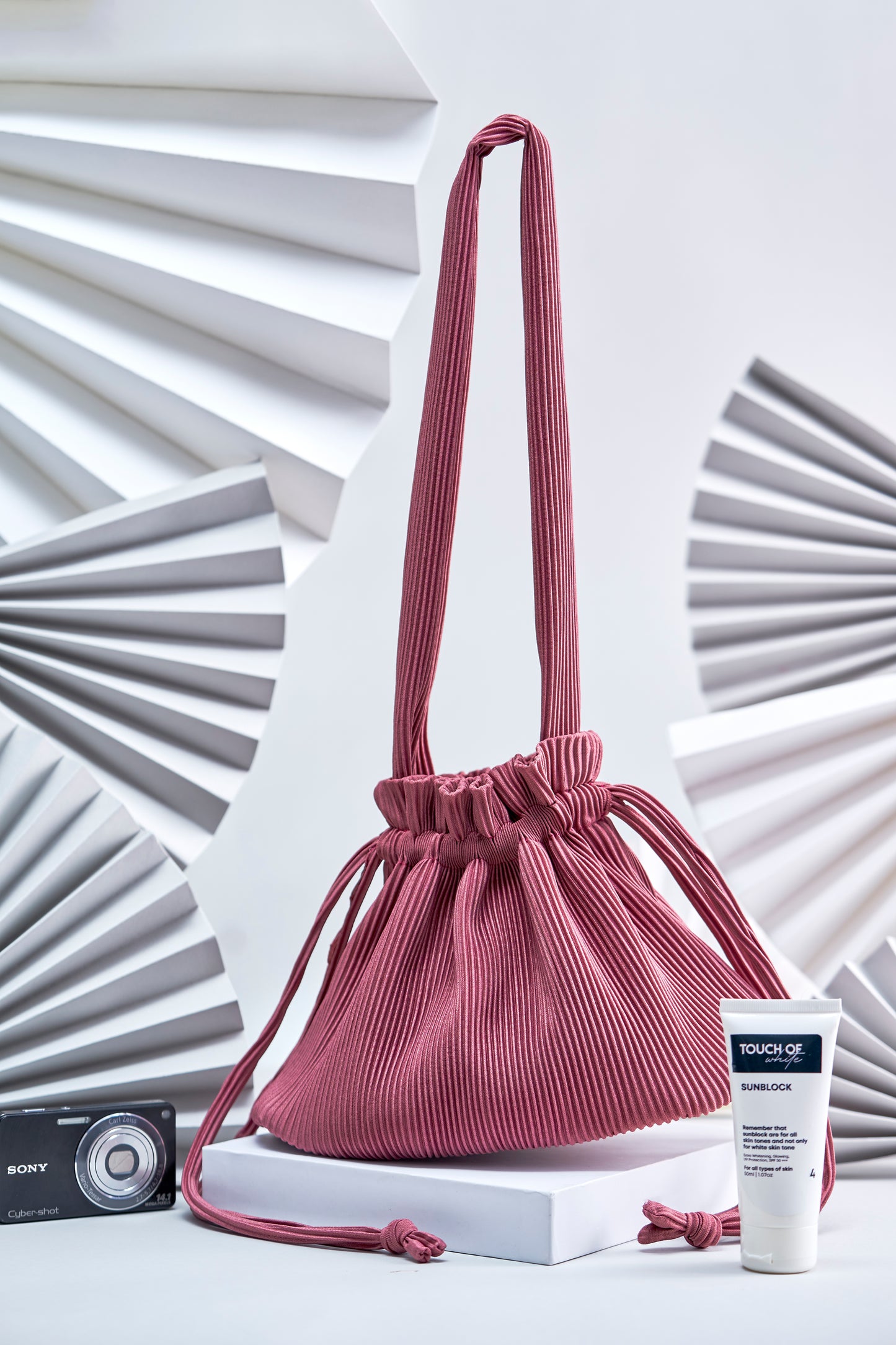 Pleated Dumpling Bag - Dusty Rose