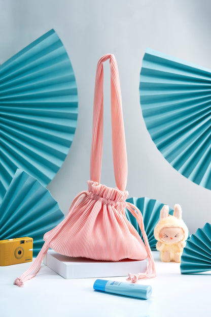 Pleated Dumpling Bag - Baby Pink