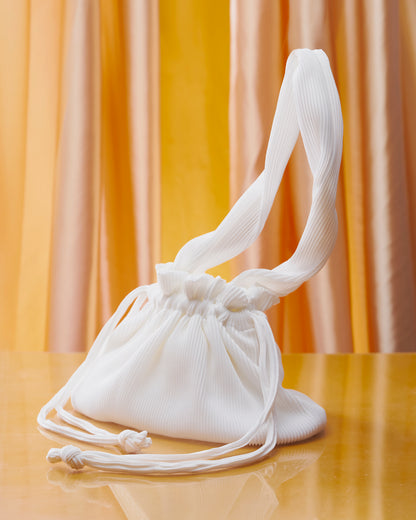 Pleated Dumpling Bag - White