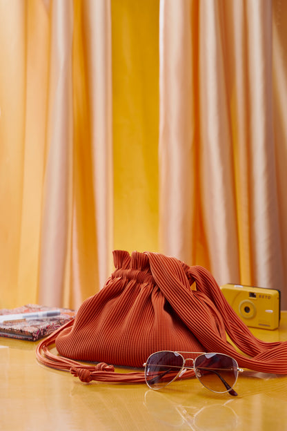 Pleated Dumpling Bag - Orange