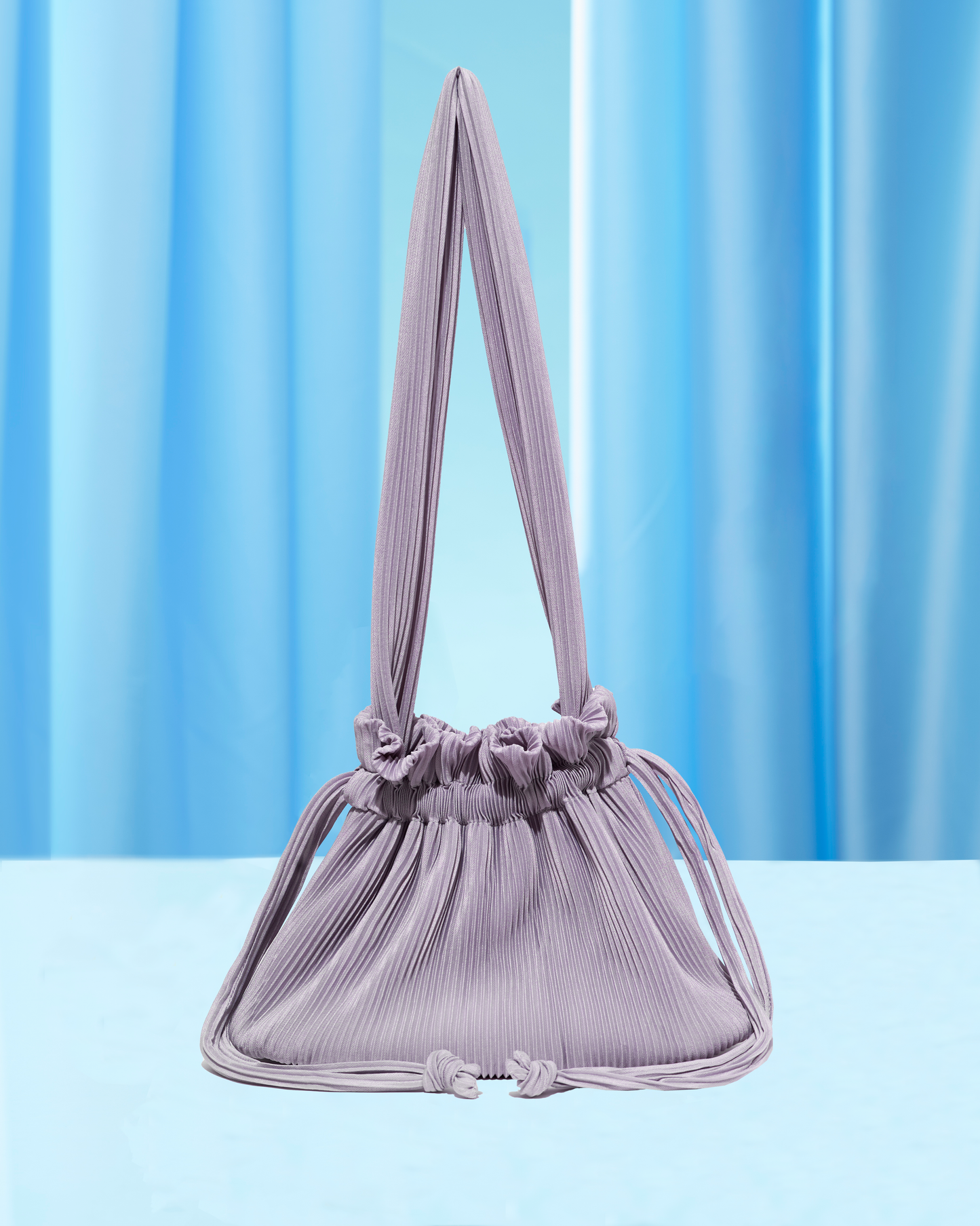 Pleated Dumpling Bag - Purple Grey